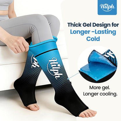 Hilph 2PCS Full Calf & Foot Ice Pack Wrap, Extended Leg to Foot Ice Sleeve | Flexible Gel Ice Calf Compression Sleeve, Lower Leg Ice Pack, Pain Relief for Shin Splints, Swelling, Muscle Running Recovery