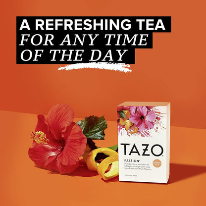 TAZO Passion Herbal Tea Bags, Hot or Iced, Caffeine Free, 20 Total Tea Bags