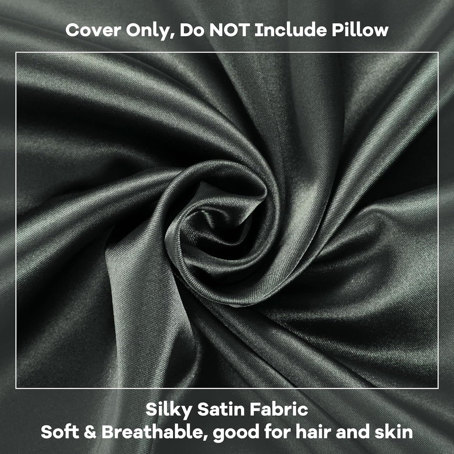 HOMBYS Satin Bed Wedge Pillow Cover Silky & Smooth Wedge Pillowcase 1 Pack 24x24x8, Soft & Breathable, Removable & Machine Washable-Zipper Design (Pillow Not Include), (Grey, 24"x24"x8")