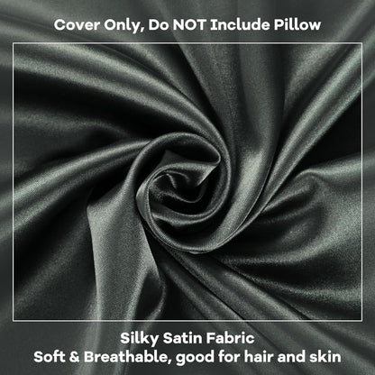 HOMBYS Satin Bed Wedge Pillow Cover Silky & Smooth Wedge Pillowcase 1 Pack 24x24x8, Soft & Breathable, Removable & Machine Washable-Zipper Design (Pillow Not Include), (Grey, 24"x24"x8")