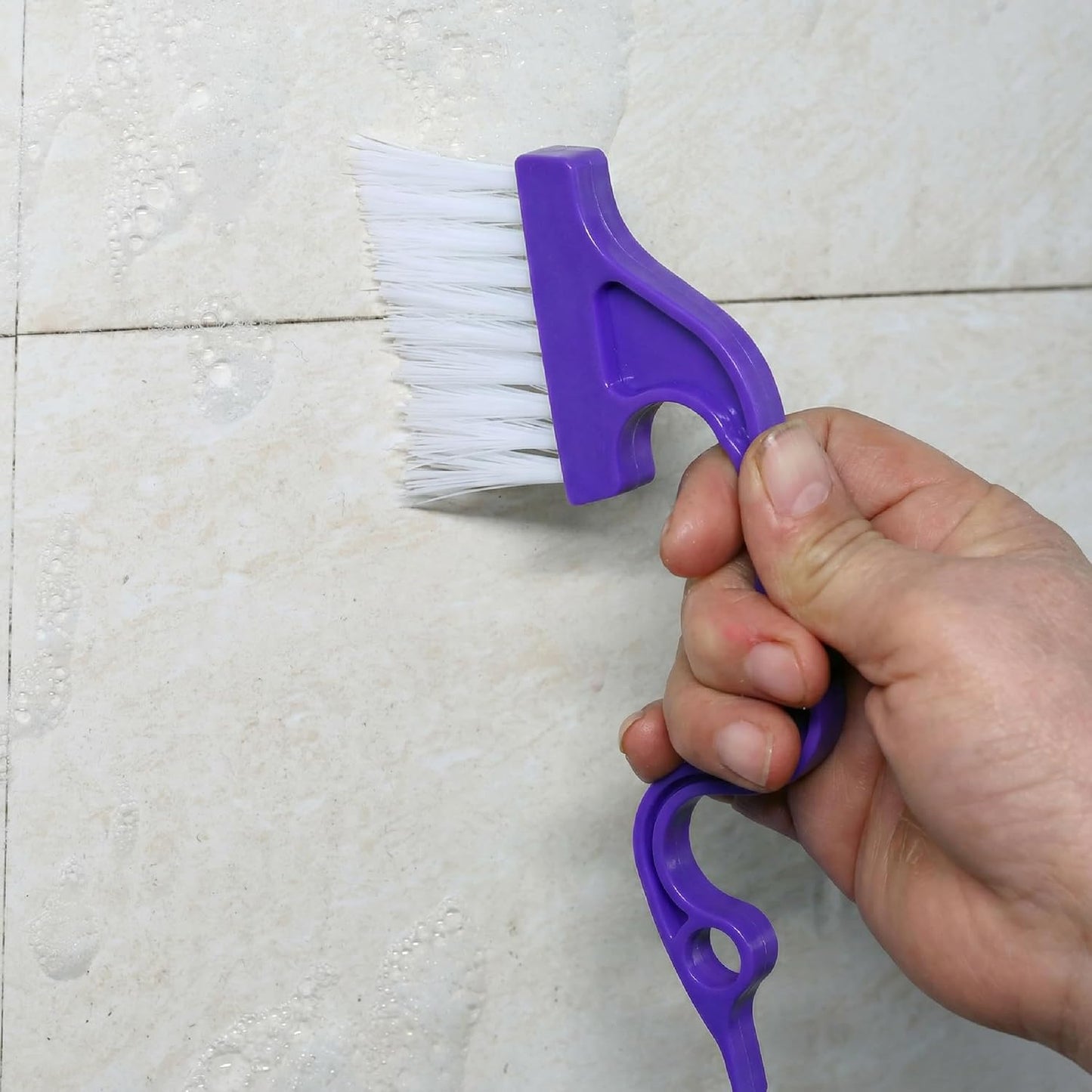 Slick- Window Track Cleaning Brush, 2 Pack, Yellow/Purple Ergonomic Handle, Built-in Scraper, Multipurpose, Window Track Cleaning Tools