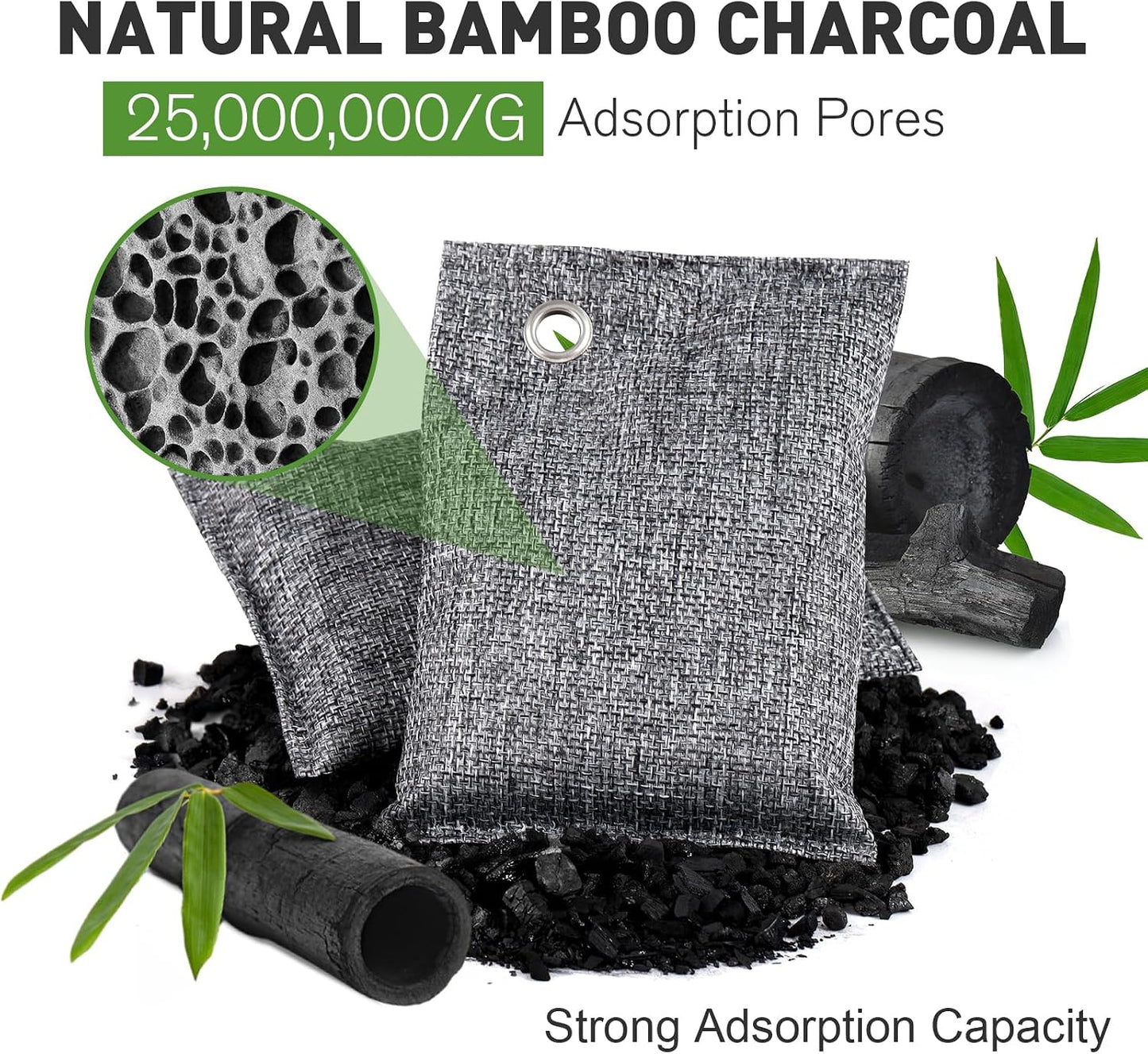 TUXIYA 8Pack Activated Charcoal Odor Absorber, Shoe Odor Eliminator | Shoe Deodorizer, Bamboo Charcoal Air Purifying For in Car, Closet, Shoe, Basement 50g/1.77oz Each