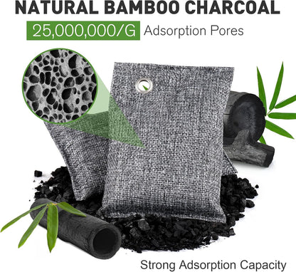 TUXIYA 8Pack Activated Charcoal Odor Absorber, Shoe Odor Eliminator | Shoe Deodorizer, Bamboo Charcoal Air Purifying For in Car, Closet, Shoe, Basement 50g/1.77oz Each