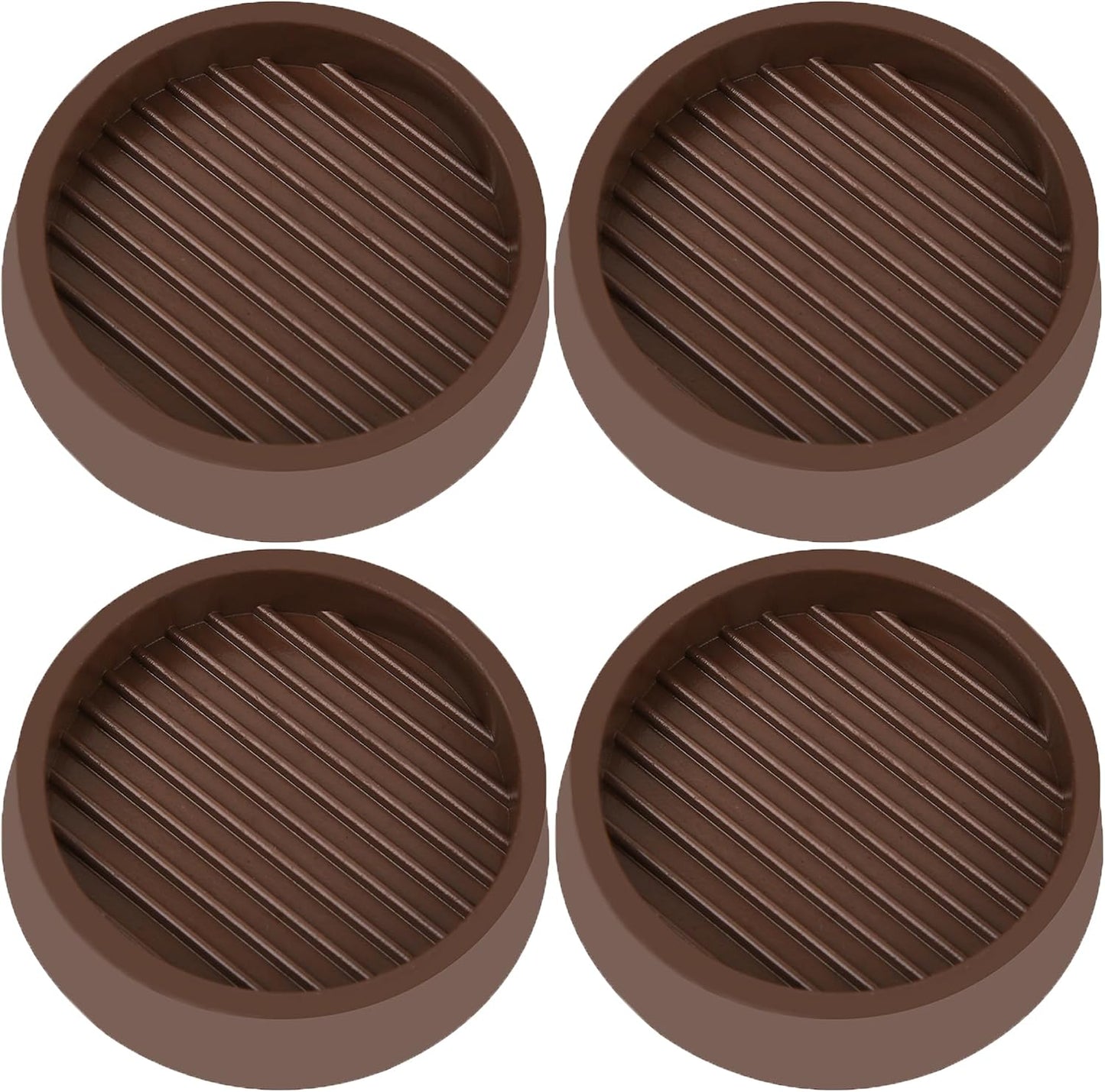 2X2 Round Rubber Caster Cups, Non Slip Furniture Pads - 4 Pack | Anti-Slip Gripper, Anti Skid Furniture Feet, Anti Slide Floor Protector for Bed Couch Table Chair Stoppers, Black