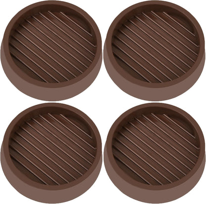 2X2 Round Rubber Caster Cups, Non Slip Furniture Pads - 4 Pack | Anti-Slip Gripper, Anti Skid Furniture Feet, Anti Slide Floor Protector for Bed Couch Table Chair Stoppers, Black