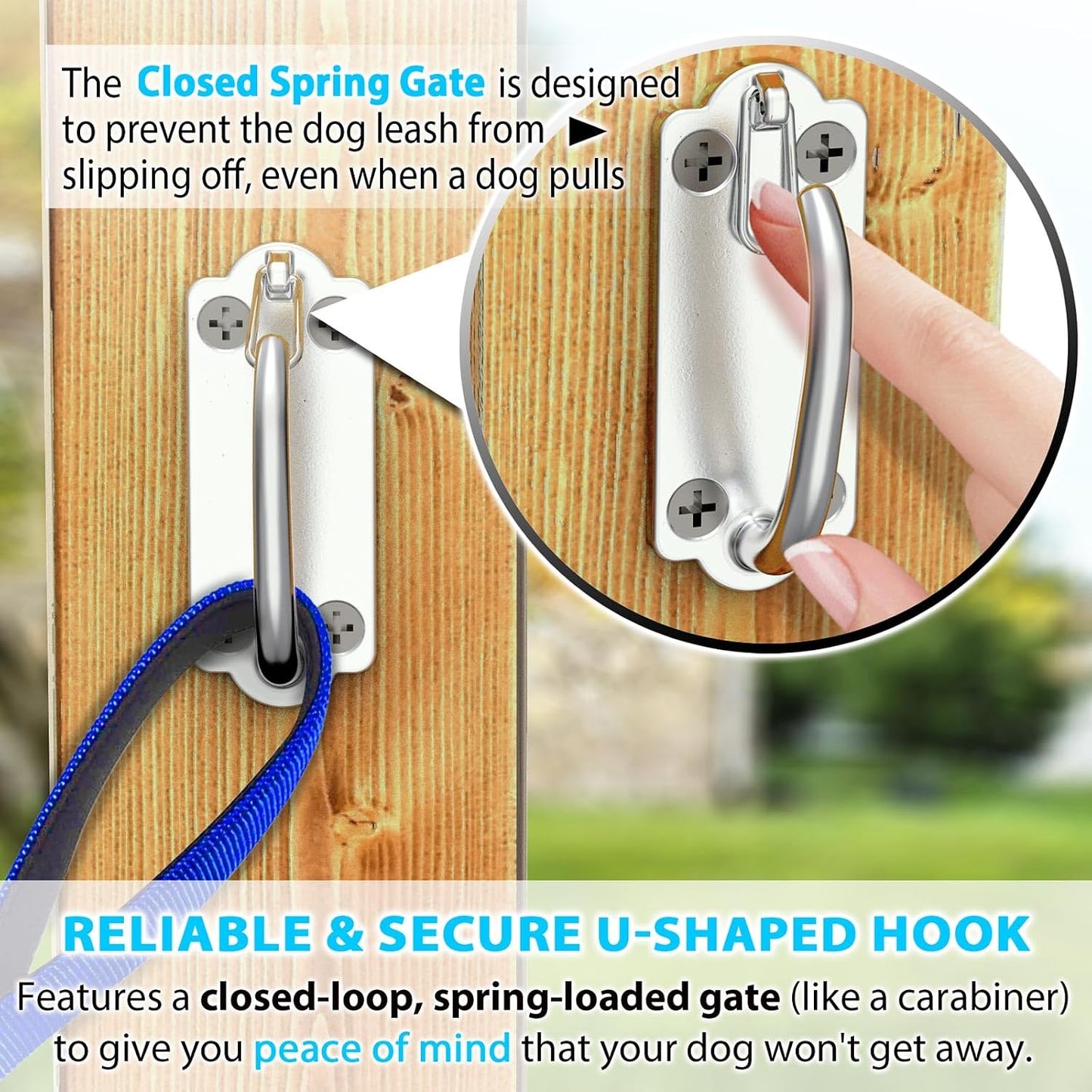 Heavy Duty Stainless Steel Dog Leash Wall Hook,Ultra-Secure Tie Out Anchor for Yard&Home,Anti-Escape Dog Chain Parking Hook,Rust-Proof&Easy to Install