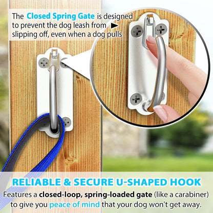 Heavy Duty Stainless Steel Dog Leash Wall Hook,Ultra-Secure Tie Out Anchor for Yard&Home,Anti-Escape Dog Chain Parking Hook,Rust-Proof&Easy to Install