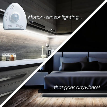 5 Feet Motion Activated Strip Lights, Plug-in LED Night Lights Waterproof for Bed, Kitchen, Stair (Warm White)