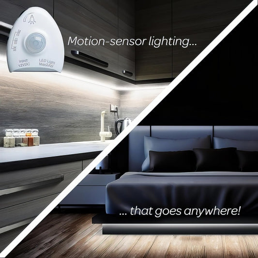 5 Feet Motion Activated Strip Lights, Plug-in LED Night Lights Waterproof for Bed, Kitchen, Stair (Warm White)