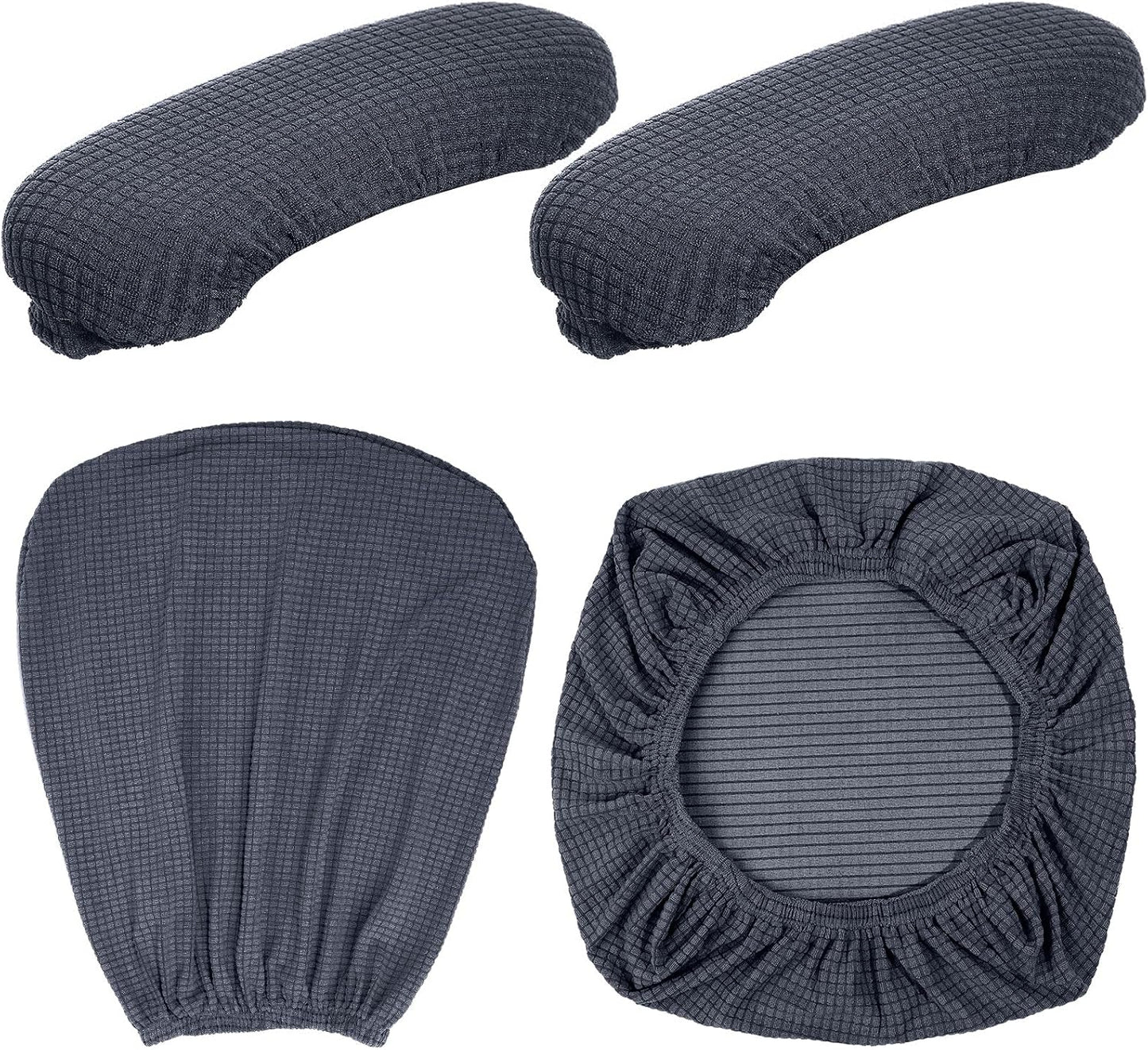 Tallew 4 Pcs Office Chair Covers Set Computer Universal Protective Stretchable Chair Seat Covers Desk Armrest Slipcovers Pads Office Cushion Backrest for Rotating (XL,Silver Gray)