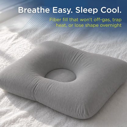 Next-GEN Deluxe Neck & Cervical Pillow – Breathable Fiber Fill D-Shaped Contour for Neck Pain & Headache Relief – Dual Roll for Back & Side Sleepers – Latex Free – Midsize 22"x15" White