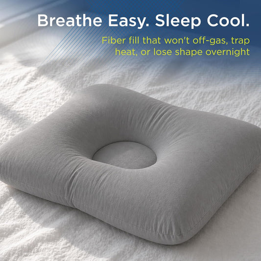 Next-GEN Deluxe Neck & Cervical Pillow – Breathable Fiber Fill D-Shaped Contour for Neck Pain & Headache Relief – Dual Roll for Back & Side Sleepers – Latex Free – Midsize 22"x15" White