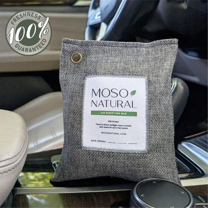 Moso Natural Air Purifying Bag 200g, Charcoal Odor Absorber, Car Odor Eliminator & Closet Deodorizer for Home & Pet, Lasts 2 Years, Unscented Bamboo Charcoal Bags, HGTV Editors' Pick