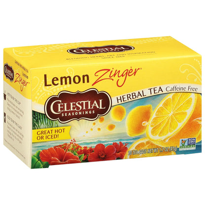Celestial Seasonings Raspberry Zinger Herbal Tea, Caffeine Free, 20 Tea Bags Box