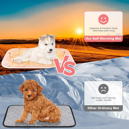 2 Pack Self Heating Cat Mat Self Warming Pet Pads Washable Kennel Mat Dog Crate Pad Reflects Body Heat Non Skid Cat Thermal Pads for Puppy Indoor Outdoor(Black,16 x 20 Inches)