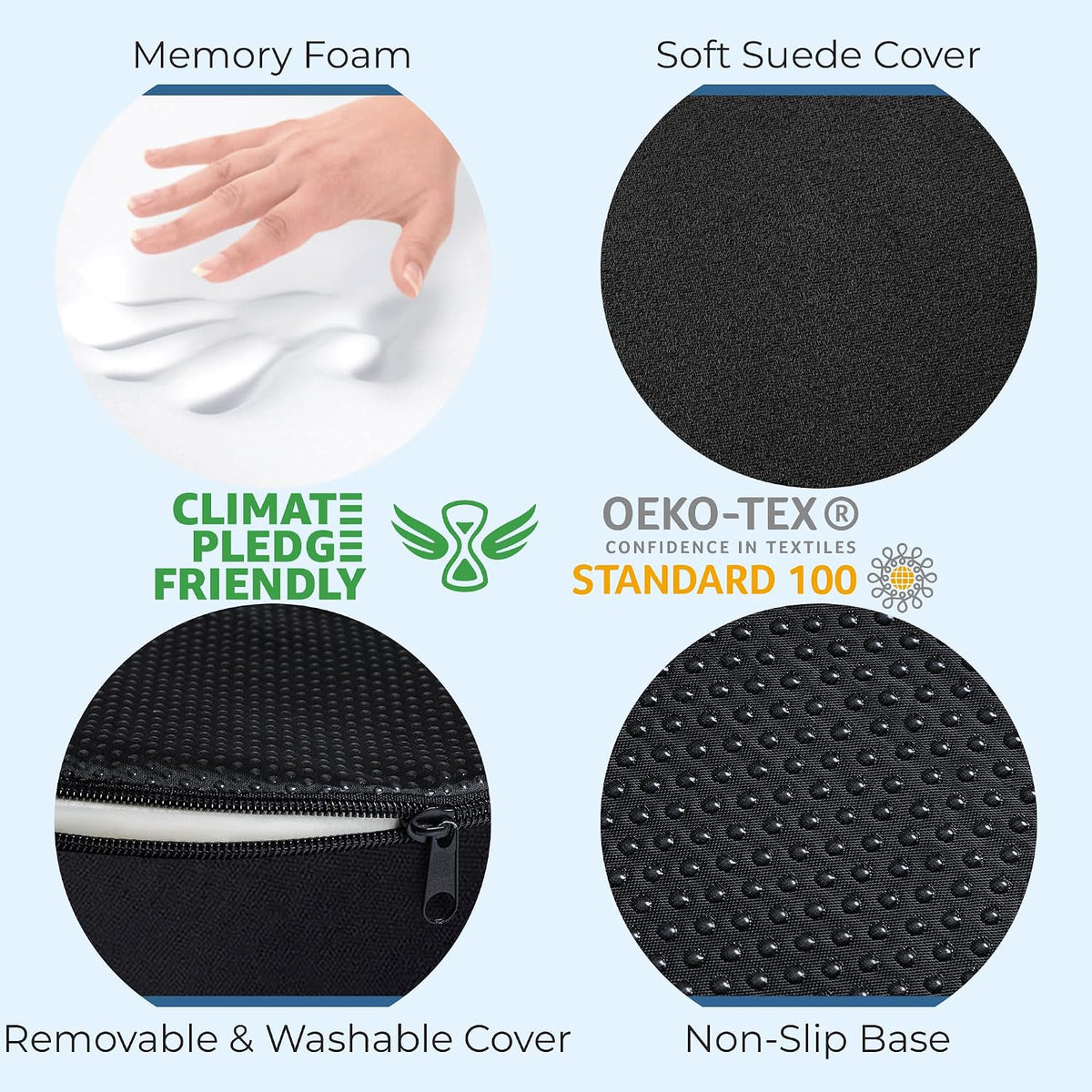 5 STARS UNITED Donut Pillow for Tailbone Pain & Hemorrhoids – Large Memory Foam Seat Cushion for Bed Sore-Prone Areas & Pressure Relief – Prostate, Postpartum & Pregnancy Support, Black Mesh Cover