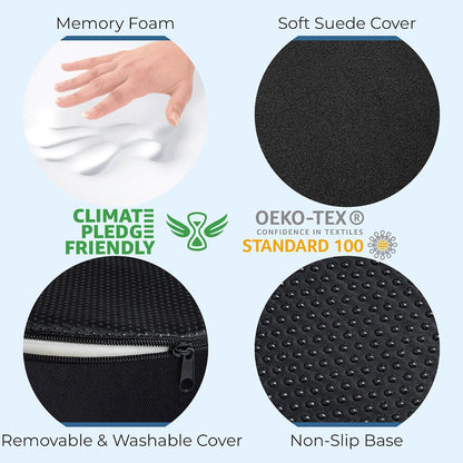 5 STARS UNITED Donut Pillow for Tailbone Pain & Hemorrhoids – Large Memory Foam Seat Cushion for Bed Sore-Prone Areas & Pressure Relief – Prostate, Postpartum & Pregnancy Support, Black Mesh Cover