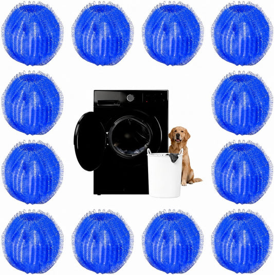 Pet Hair Remover for Laundry, 12 PCS - Reusable Dog & Cat Hair Remover Tool, Effectively Removes Pet Hair, Lint and Dander from Bedding and Clothing, Suitable for Washing Machines, Dryers