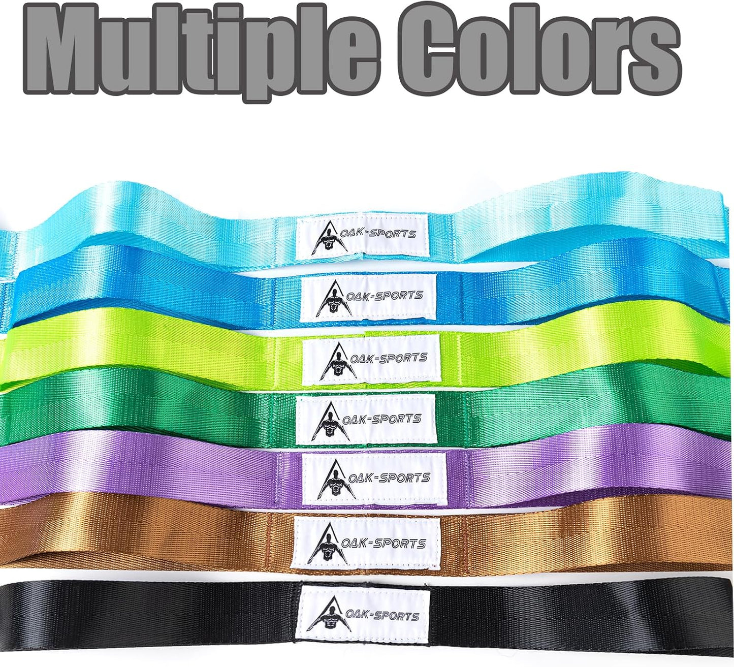 Oak-Sports Stretching Strap Yoga Strap for Physical Therapy with 10 Loops, Yoga Straps for Stretching, Upgraded Non-Elastic Stretch Band for Pilates, Dance and Gymnastics with Workout Guide