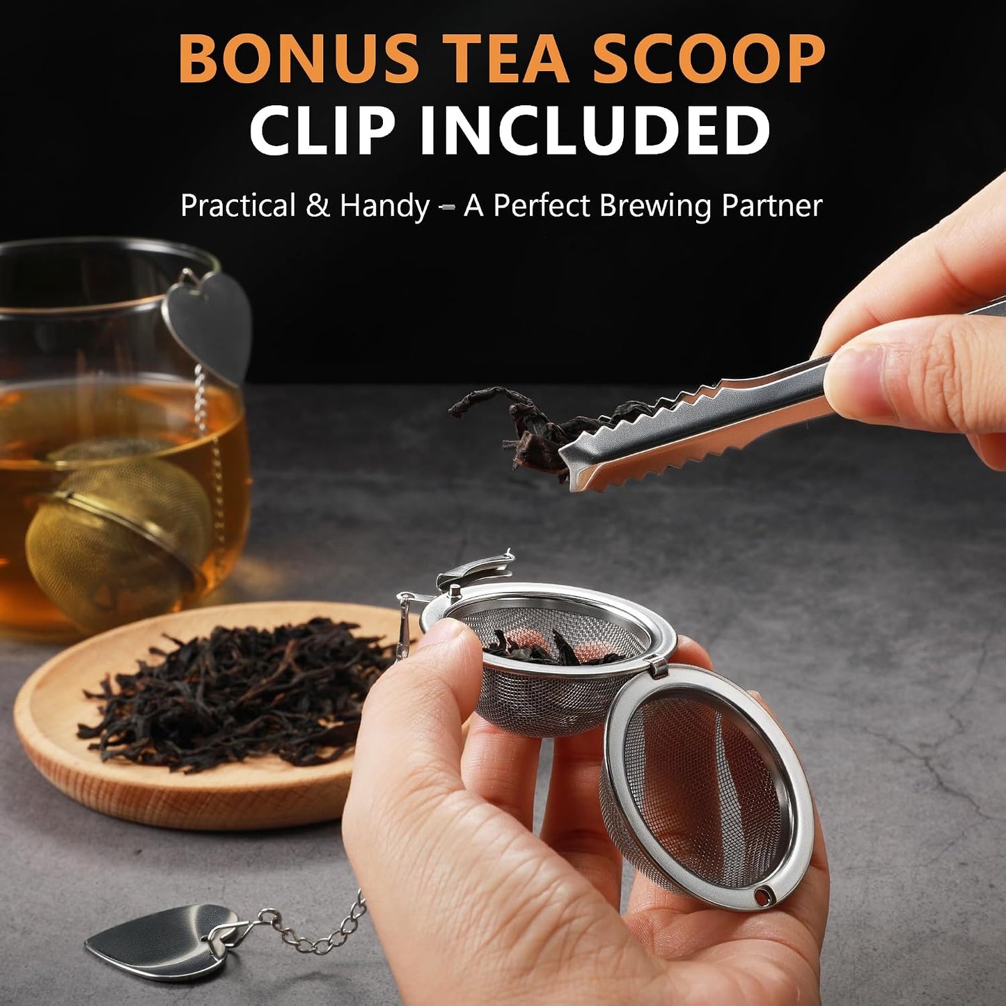 Tea Infuser for Loose Leaf Tea 2 Pack – 2" 304 Stainless Steel Tea Strainer Ball with Bonus Tea Scoop Clip – Extra Fine Mesh, Rustproof, Easy to Clean – DIKSEFN