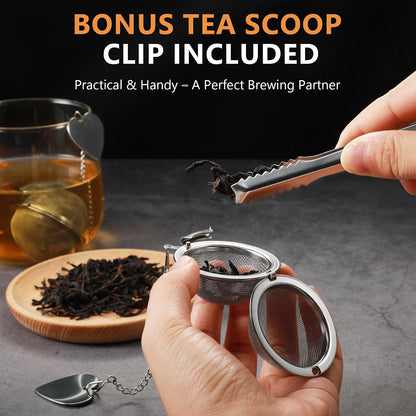 Tea Infuser for Loose Leaf Tea 2 Pack – 2" 304 Stainless Steel Tea Strainer Ball with Bonus Tea Scoop Clip – Extra Fine Mesh, Rustproof, Easy to Clean – DIKSEFN