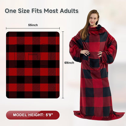 IFNOW Fleece Wearable Blanket with Sleeves, Oversized Snuggle Robe
