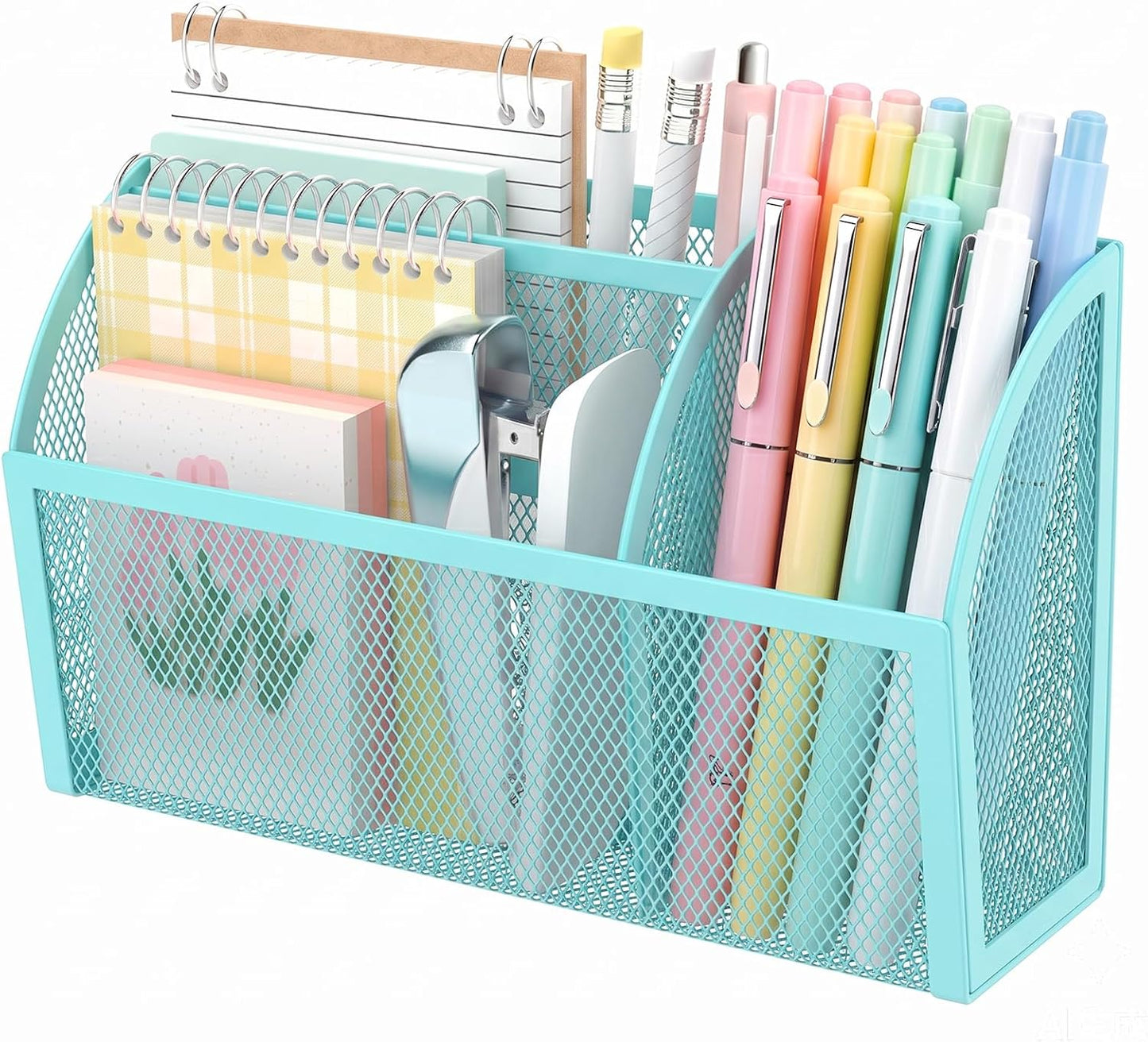 Magnetic Pencil Holder, Magnetic Organizer for Locker Accessories, Black | Mesh Marker Holder with Strong Magnets and 3 Compartments for Whiteboards Refrigerators and Magnetic Lockers