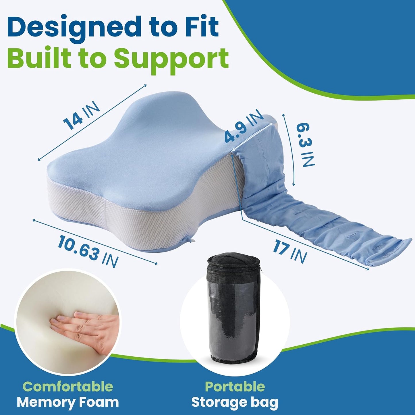 Premium Knee Pillow for Side Sleepers Hip Pain Relief Leg Pillow for Side Sleeping Adjustable Strap Sciatica Back Support Spine Alignment