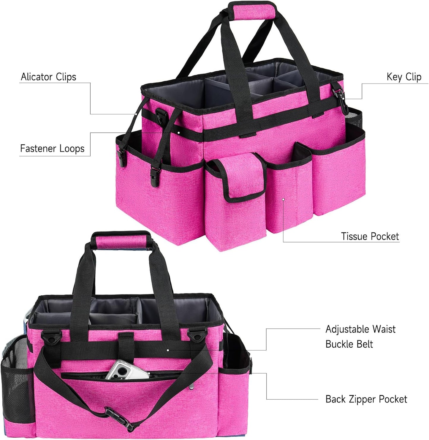 Cleaning Caddy Bag,Large Cleaning Supplies Organizer with Handle for Housekeepers,Purple