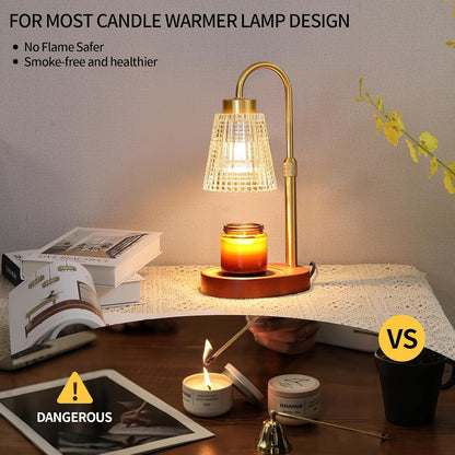 Candle Warmer Lamp with Timer and Dimmer,Electric Gold Light Gifts for Women Melt Wax Warmer Lamp with 2 Bulbs for Candle Jars House Warming New Home Decor Bedroom