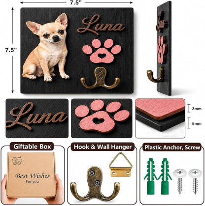 Dog Leash Holder Wall Mount, Pet Harness Hanger with Scrabble Letters, Dog Collar Organizer for Entryway, Memorial Cat Leash Holder for Wall, Pet Loss Gifts, Keepsake, Home Decor PF212-NAT