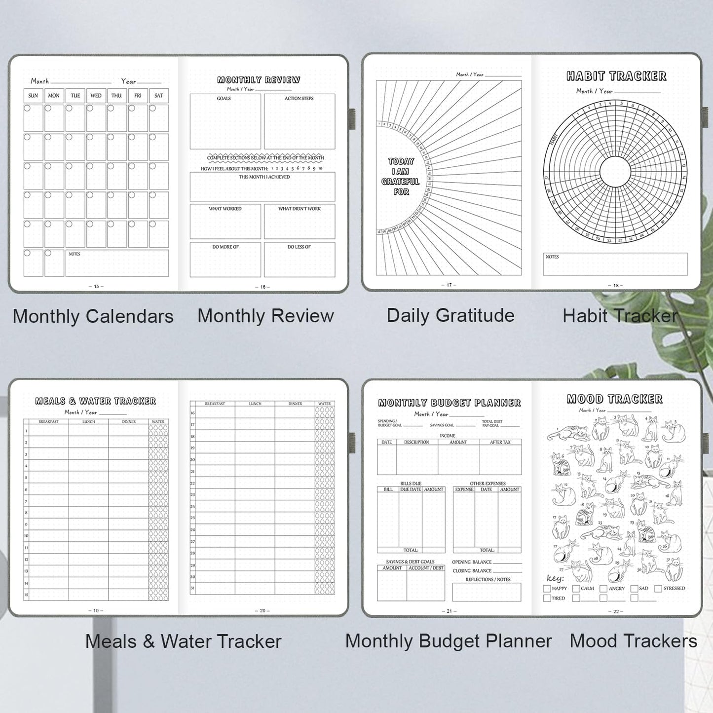 Premade Dotted Journal Notebook with Bullet Templates, Pre-made Dot Grid Journaling with Undated Weekly & Monthly Planner, Various Trackers - 12 Month Organization, A5 Hardcover