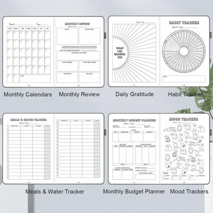 Premade Dotted Journal Notebook with Bullet Templates, Pre-made Dot Grid Journaling with Undated Weekly & Monthly Planner, Various Trackers - 12 Month Organization, A5 Hardcover
