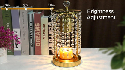 Gold Candle Warmer Lamp with Timer and Dimmer - Electric Candle Warmer,Crystal Candle Lamp for Bedroom Decor,Flameless Scented Candle Light Warmer,House Warming Gift New Home for Women