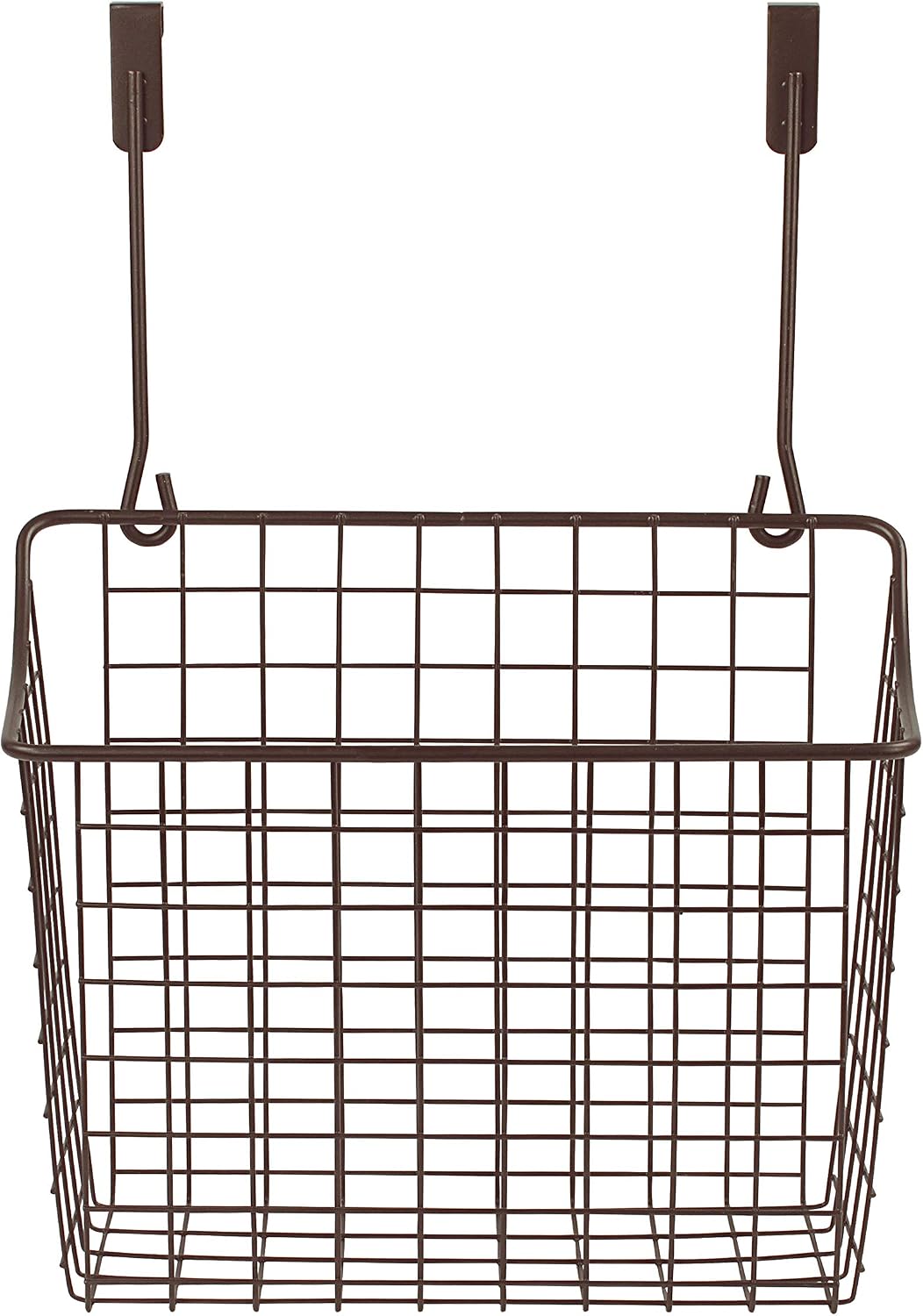 Spectrum Hanging Baskets for Organizing (Large, Satin Nickel) - Grid Over the Cabinet Wire Basket for Kitchen or Bathroom - Door Hanging Storage Organizer for Cleaning Supplies, Washcloths, & Towels