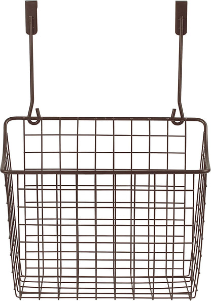 Spectrum Hanging Baskets for Organizing (Large, Satin Nickel) - Grid Over the Cabinet Wire Basket for Kitchen or Bathroom - Door Hanging Storage Organizer for Cleaning Supplies, Washcloths, & Towels