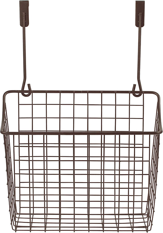 Spectrum Hanging Baskets for Organizing (Large, Satin Nickel) - Grid Over the Cabinet Wire Basket for Kitchen or Bathroom - Door Hanging Storage Organizer for Cleaning Supplies, Washcloths, & Towels