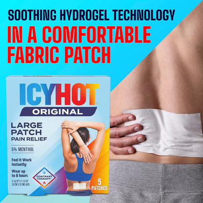 Icy Hot Medicated Patch Extra Strength Pain Relief Patch for Back or Large Area, 5 Count