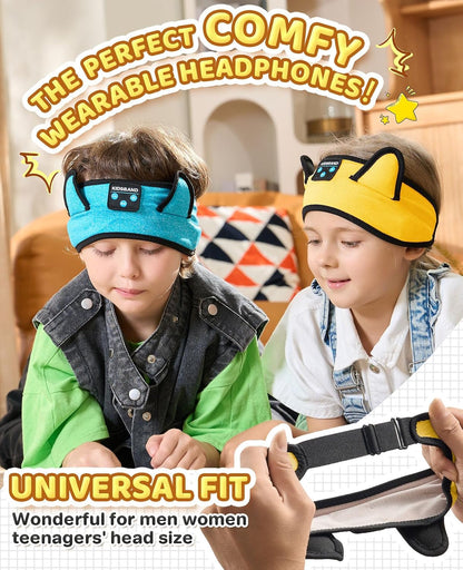 KIDSBAND Kids Bluetooth Headphones, Sleep Headband [Wireless & Wired Playback 2in1] Foldable Headphones for School/Travel/Tablet/Sleep