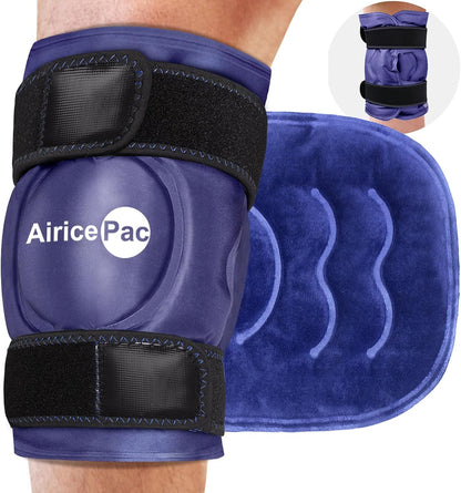 AiricePac 2 Ice Pack for Knee Pain Relief, Reusable Gel Ice Wrap for Injuries, Swelling, Knee Replacement Surgery, Cold Compress Therapy for Arthritis, Meniscus Tear and ACL, Blue