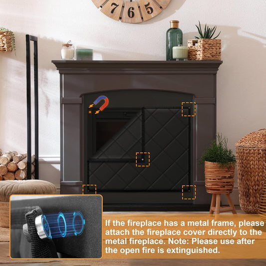 MyLifeUNIT Magnetic Fireplace Cover, 36" x 30" Fireplace Draft Stopper | Strong magnetic seal, durable oxford fabric, Blocks drafts & heat loss, year-round energy saving