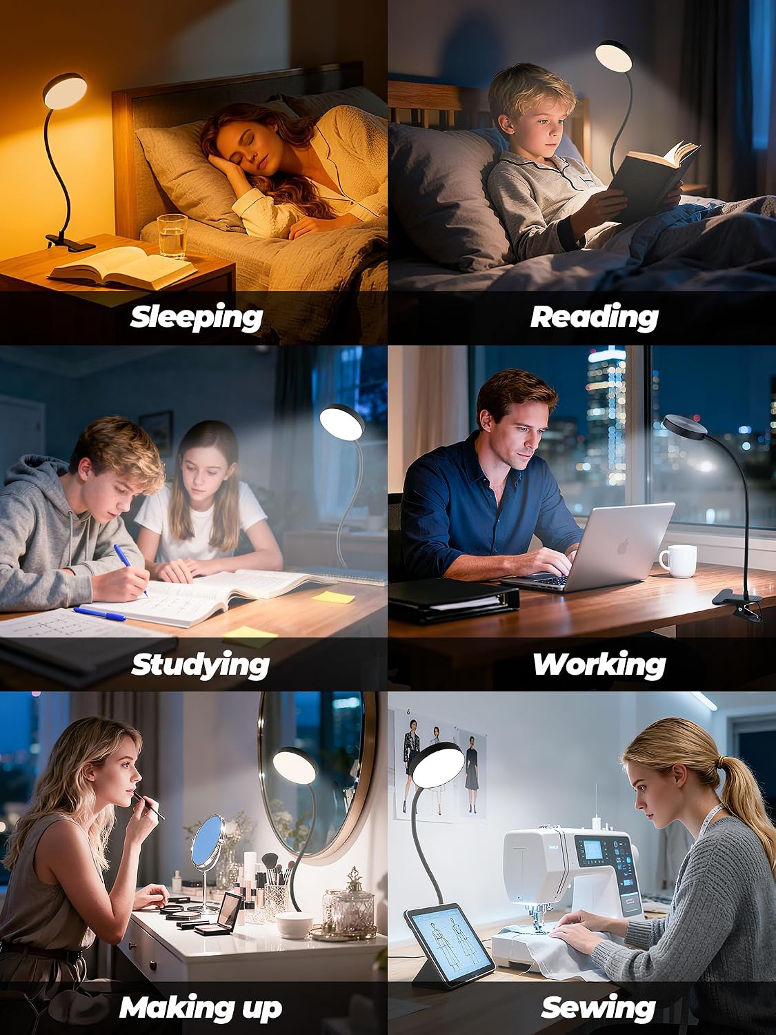 Clip on Lamp,10 RGB Colors+10 Brightness Bright Desk Lamp with Clamp Light