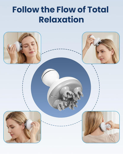 COMFIER Electric Cordless Hair Scalp Massager with Kneading 84 Massage Nodes, Handheld Portable Head Scratcher Massager for Hair Growth, Deep Clean and Stress Relax, Gifts for Men Dad
