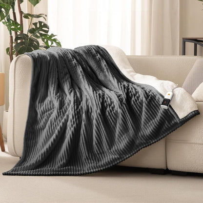 Heated Throw Blanket, 5 Heat Levels, 3 Hours Auto-Off, White | ETL & FCC certified, 50" × 60", OEKO-TEX fabric, machine washable, 100W low energy