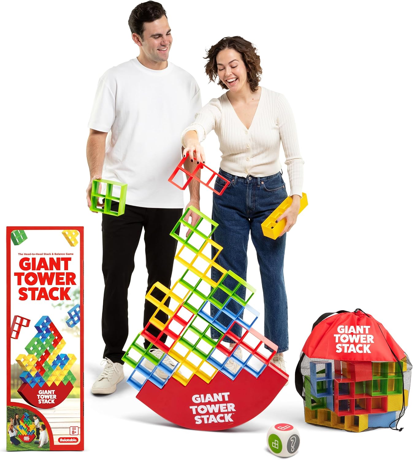Giant Color Stack Challenge by Relatable - Nappa Award 2025 Winner, Strategy Stacking Game with 50 Puzzles, Backyard & Lawn Activity for Summer Parties, Outdoor Fun for Families & Groups, Ages 6+