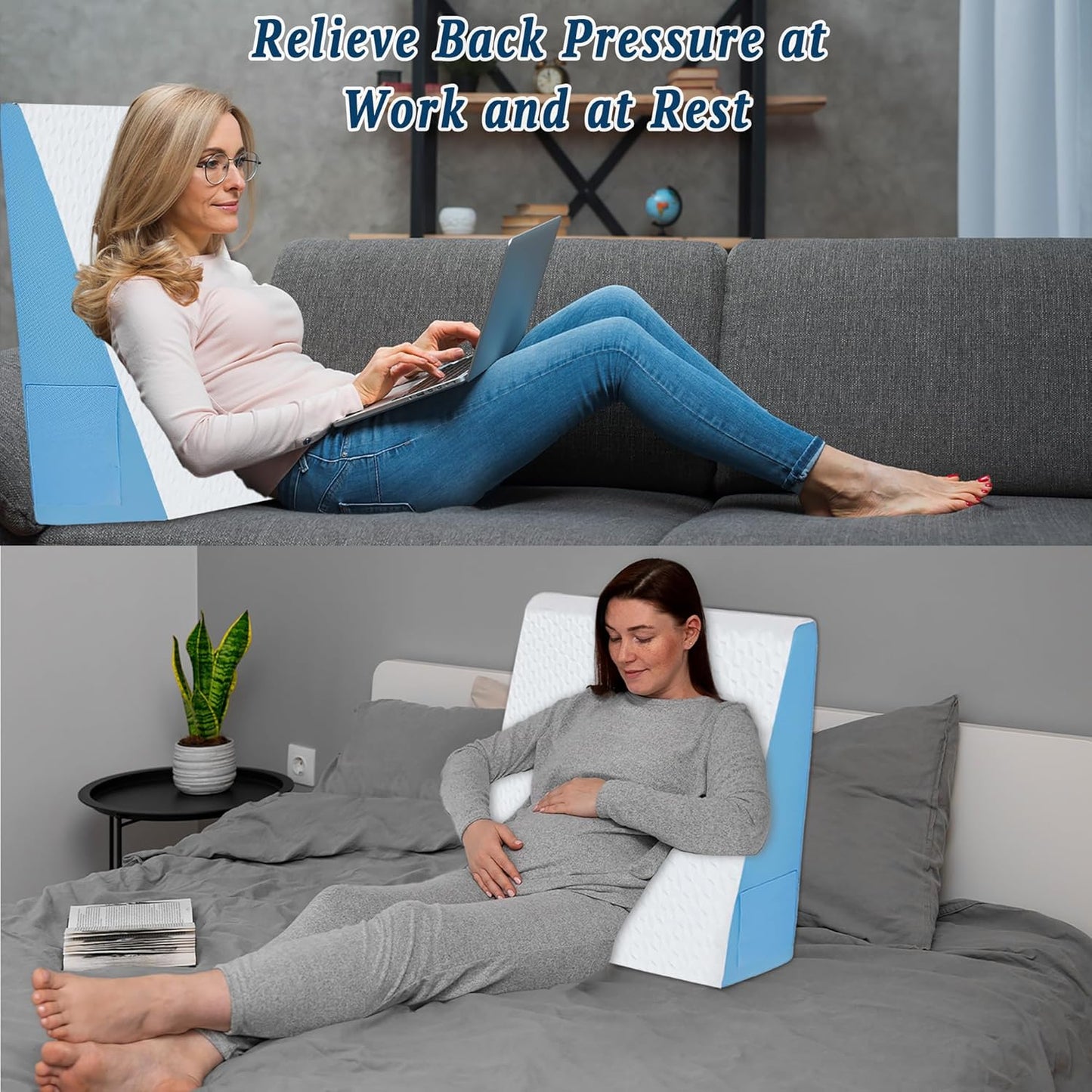 8" Leg Elevation Pillow, Memory Foam Wedge Pillow for Leg & Knee Support | Knee, Hip & Ankle Support. Elevates Legs For Comfortable Sleeping, Resting, And Recovery With A Supportive Wedge Shape.