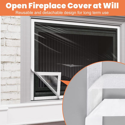 GCGOODS Fireplace Insulation Cover Kit to Prevent Heat Loss, Draft Stopper With Hook & Loop Tape, Adjustable Easy Cut to Fit, Transparent Screen, 39" x 78"