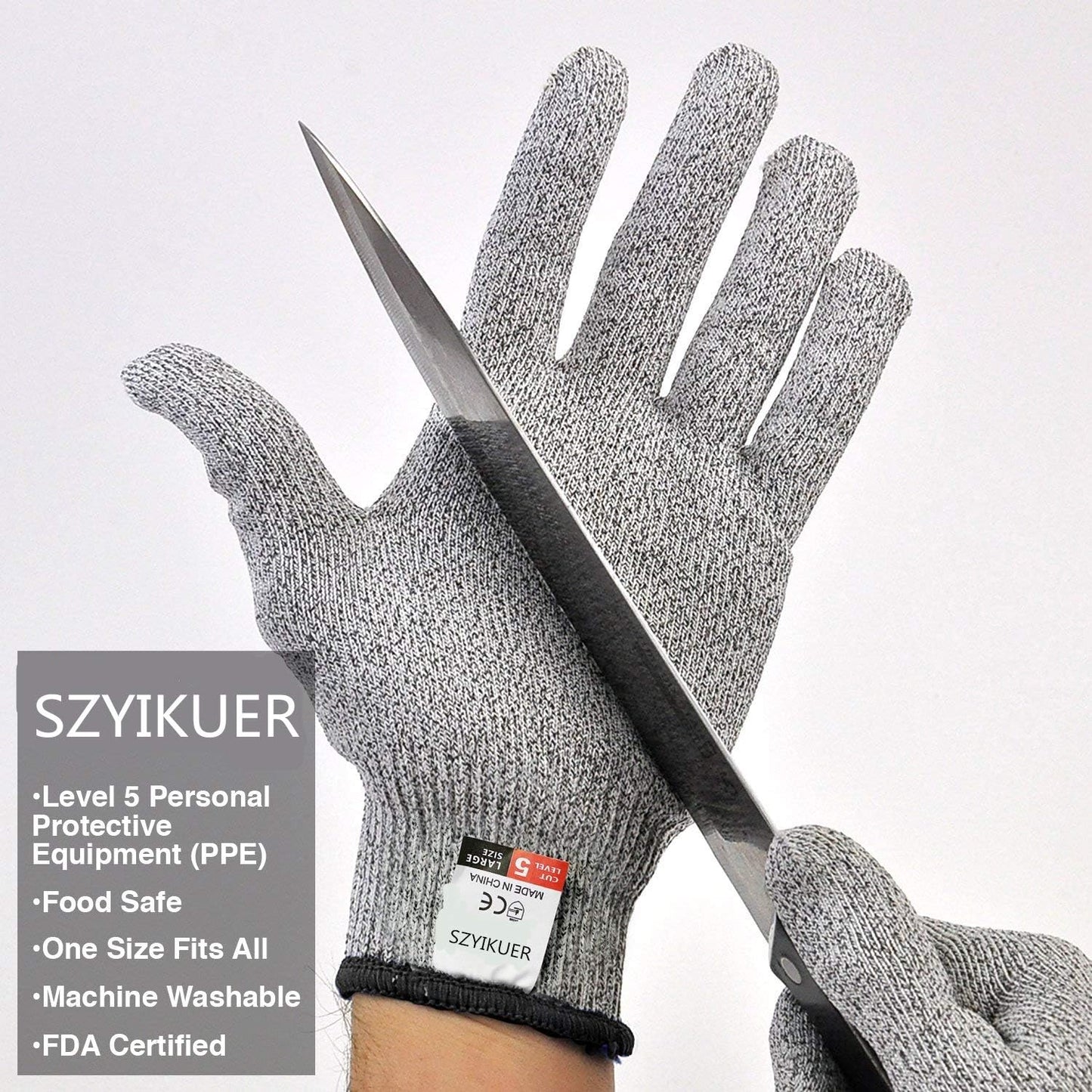 Cut Resistant Gloves Food Grade Level 5 Hand Protection,Kitchen Cut Gloves (Medium(palm Diameter 3.35-3.75inch))