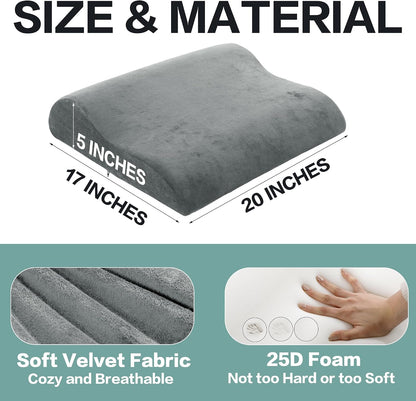 HOMBYS Extra Large Recliner Leg Pillow, Memory Foam Foot Rest Cushion Wave Shape Recliner Footrest Extender, Multi Purpose Back & Lumbar Support Pillow for Recliner, Bed, Sofa Couch,Grey