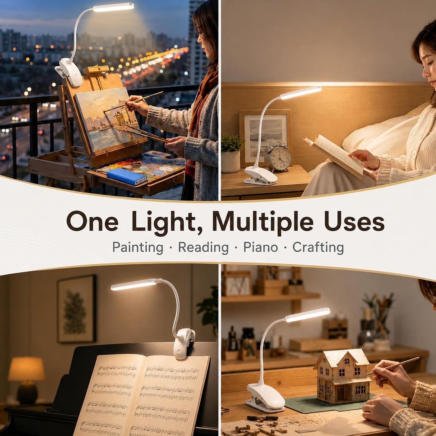 Rechargeable Easel Light for Painting, 45cm LED Lamp Bar | Artist Lighting for Canvas Work, 3 Color Modes, 3200mAh Clip On Desk Lamp, Flexible Gooseneck, Sturdy Clamp